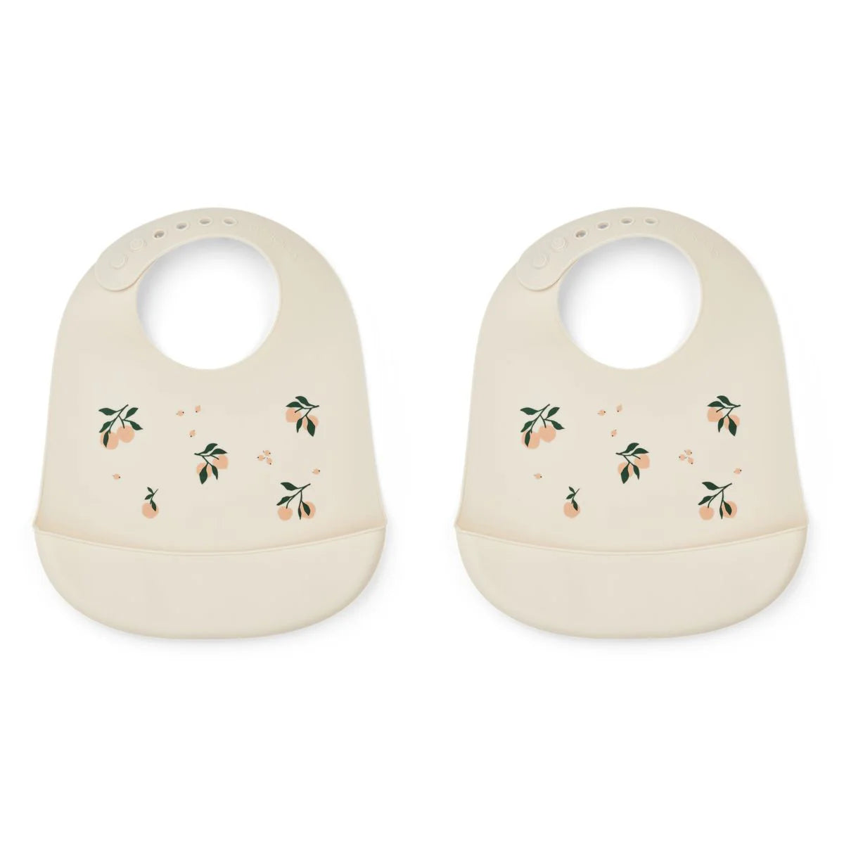 LIEWOOD siliconen slabbetjes kind Tilda set van 2 (Peach / Sea Shell Mix)