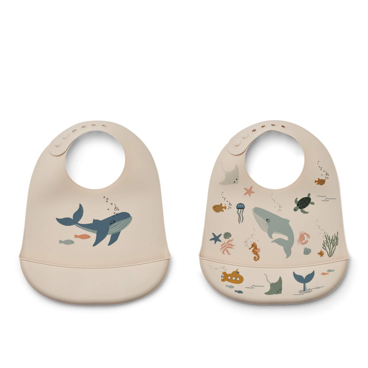 LIEWOOD siliconen slabbetjes kind Tilda set van 2 (Sea Creature / Sandy)