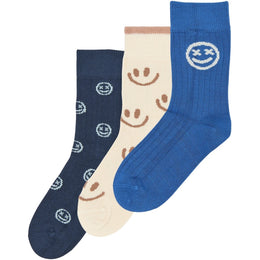 The New sokken kind Moe bamboe set van 3 Blauw