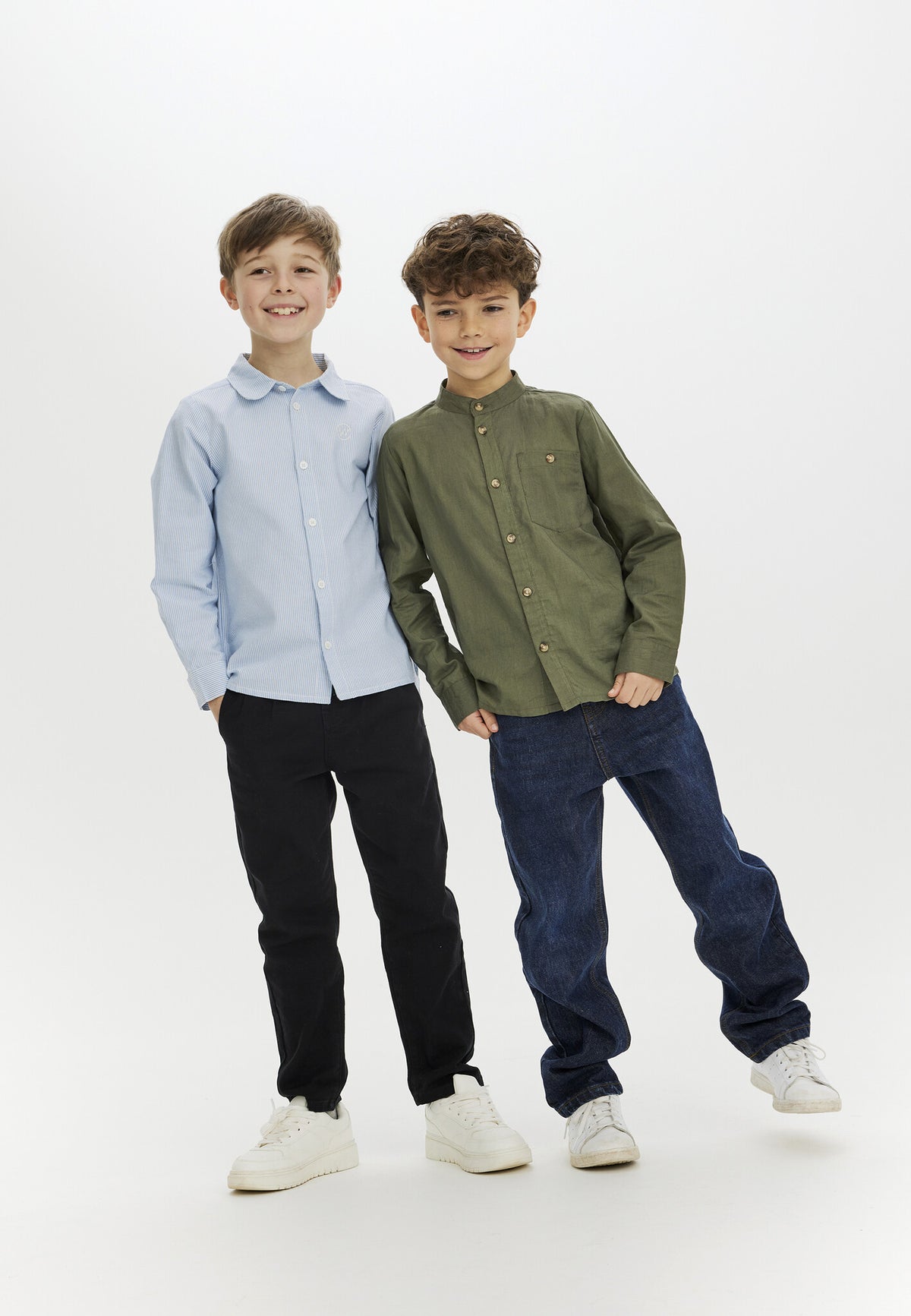 The New overhemd kind Michael Shirt Bright White Striped (wit en lichtblauw gestreept)