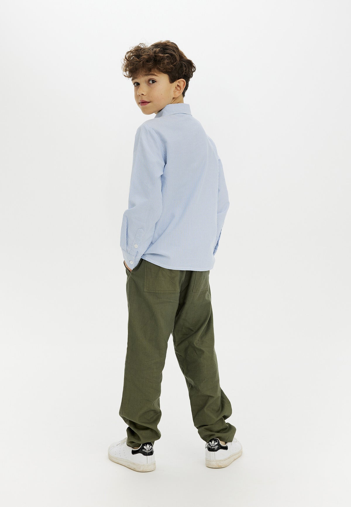 The New overhemd kind Michael Shirt Bright White Striped (wit en lichtblauw gestreept)