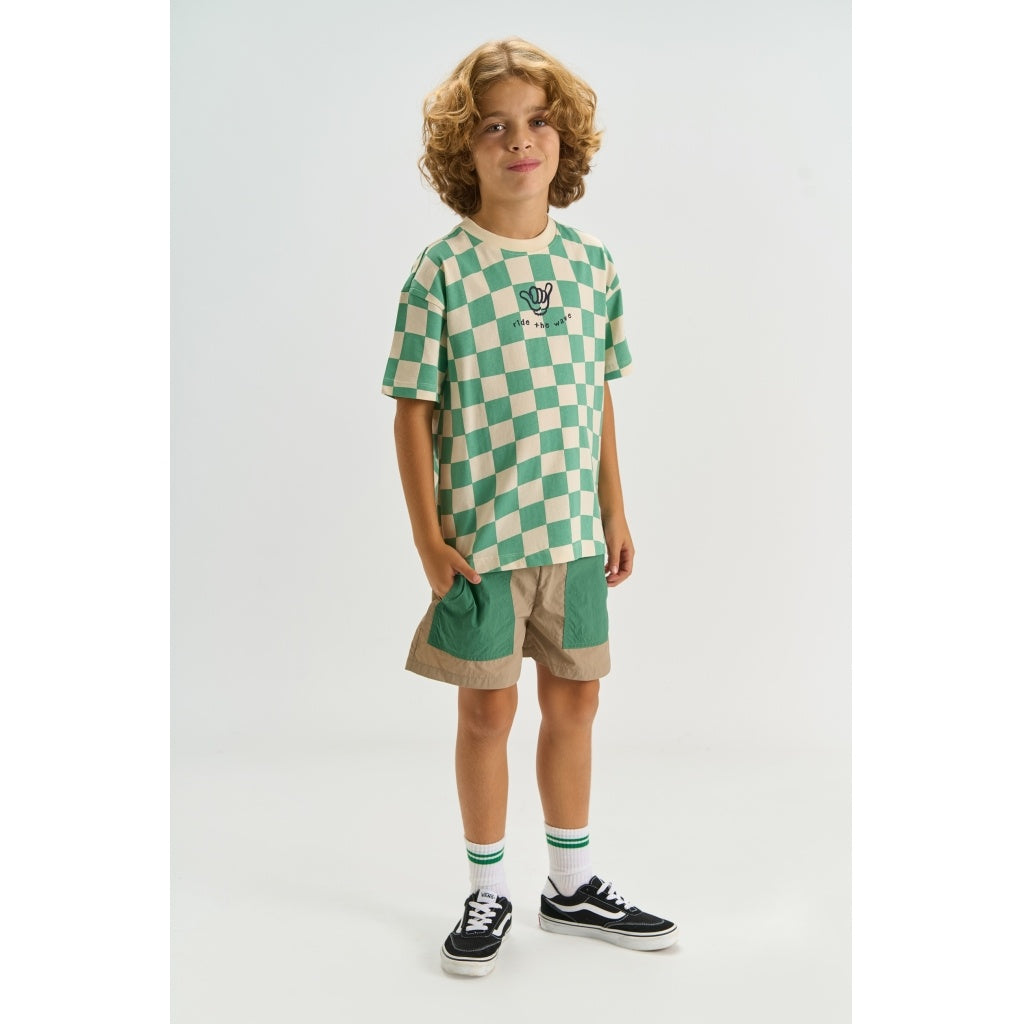 The New shirt jongen Tiago korte mouw Creme De Menthe, lichtgroen