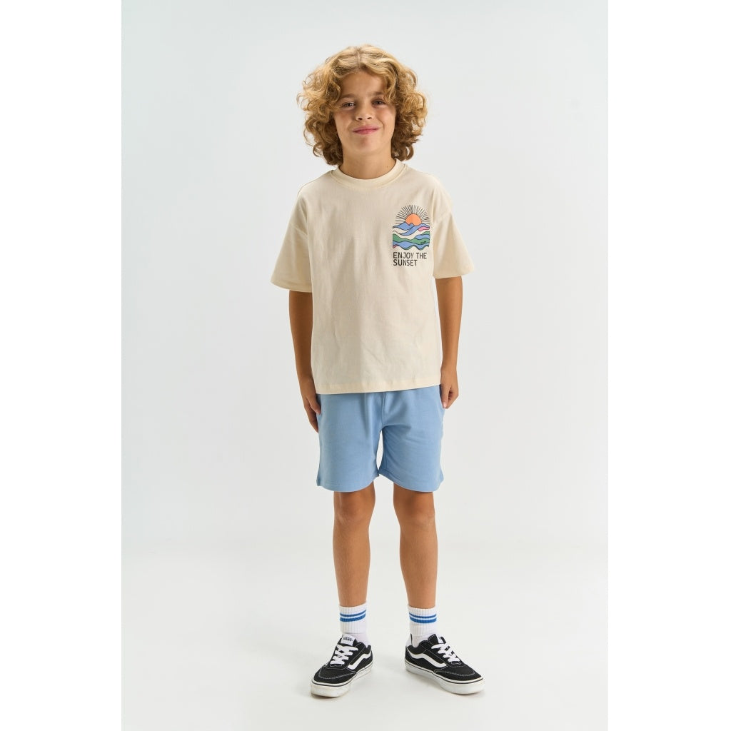 The New shirt jongen Tuck Tee Gardenia (crèmewit)