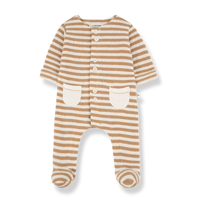 1+ IN THE FAMILY jumpsuit baby Milo Biscotto bruin boxpakje