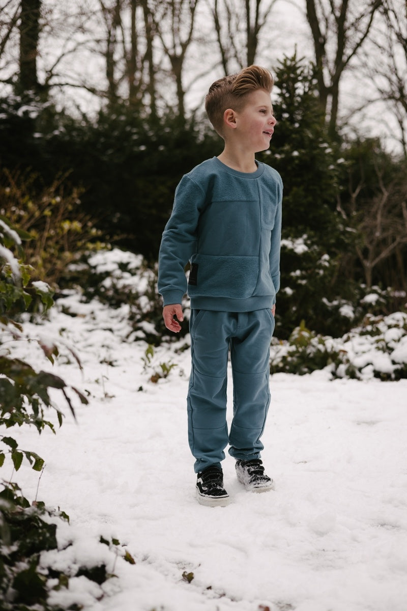 LEVV trui jongen Pamir sweater Petrol petrolblauw