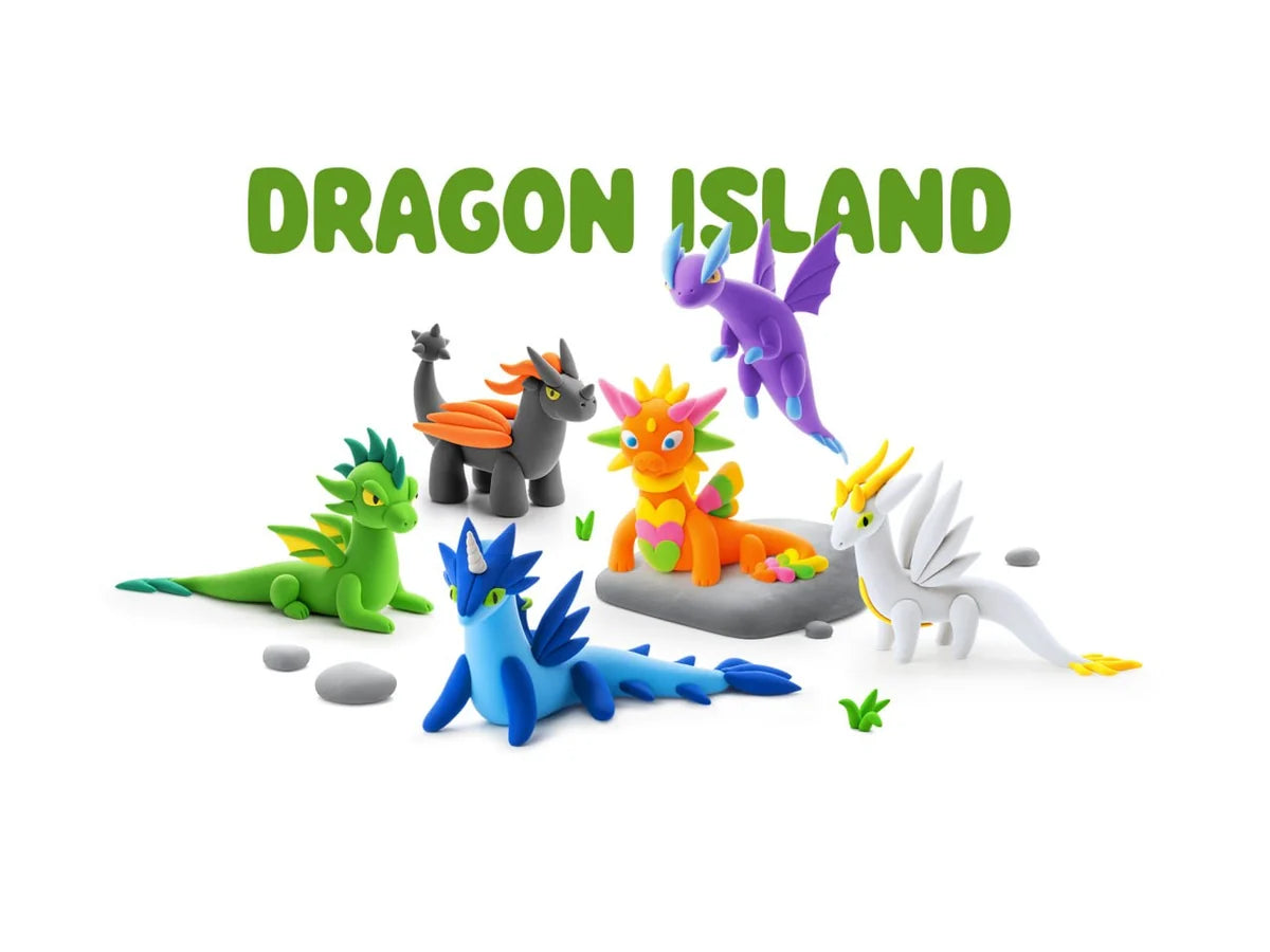 HeyClay Dragon Island – maak je eigen magische drakenwereld met 15 potjes klei!