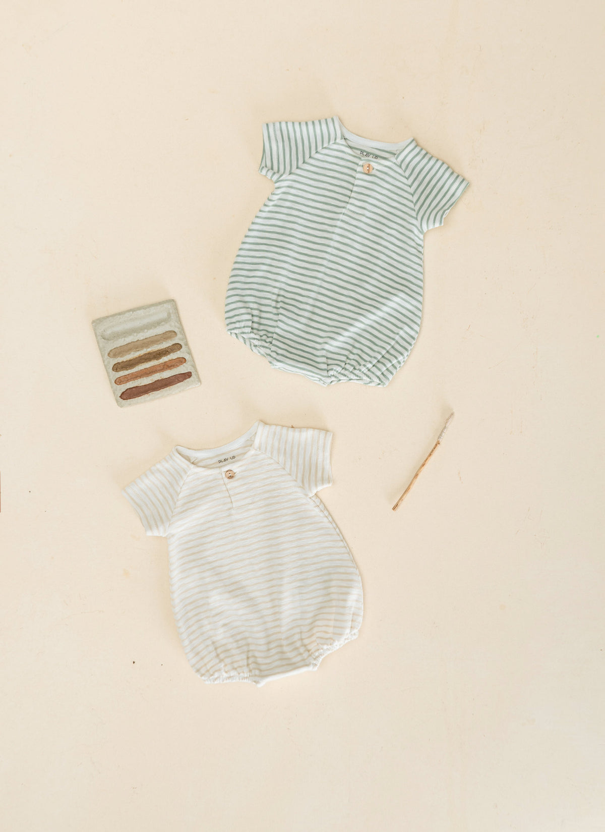 PLAY UP rib jumpsuit kind Madalena gestreept (groen)