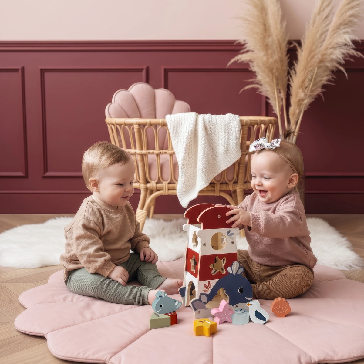 Speedy Monkey vormenstoof vuurtoren – houten sorteerspel met vormen