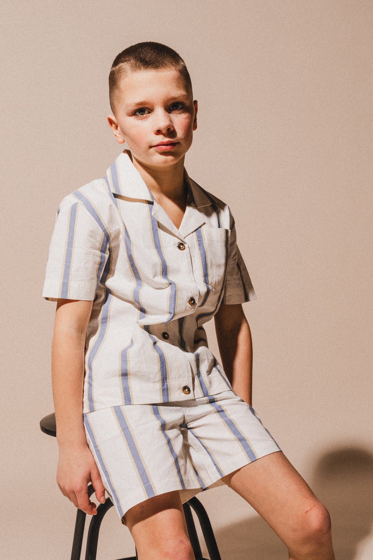 Labo de Colores blouse jongen Nicho gestreept (vanille mêlee)
