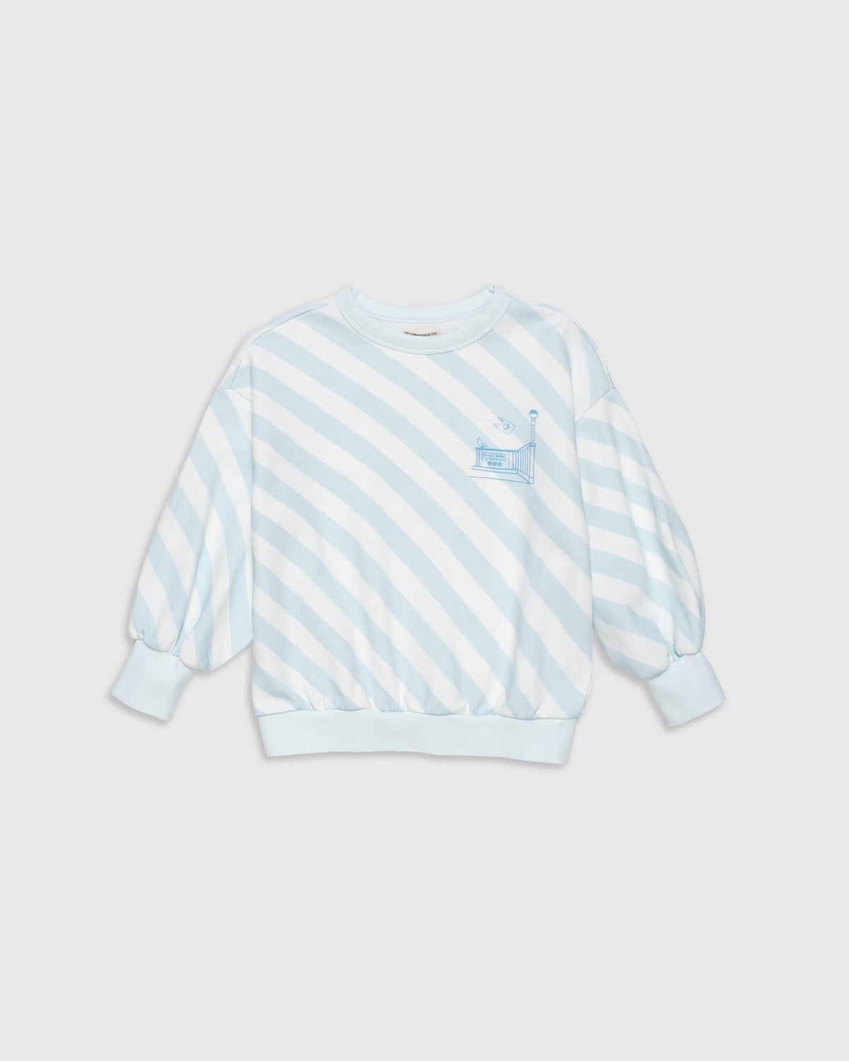 The Sunday Collective sweatshirt kind Organic Weekend Sweatshirt Sky Blue Stripe lichtblauw gestreept