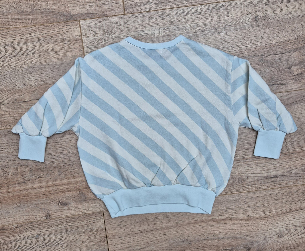 The Sunday Collective sweatshirt kind Organic Weekend Sweatshirt Sky Blue Stripe lichtblauw gestreept