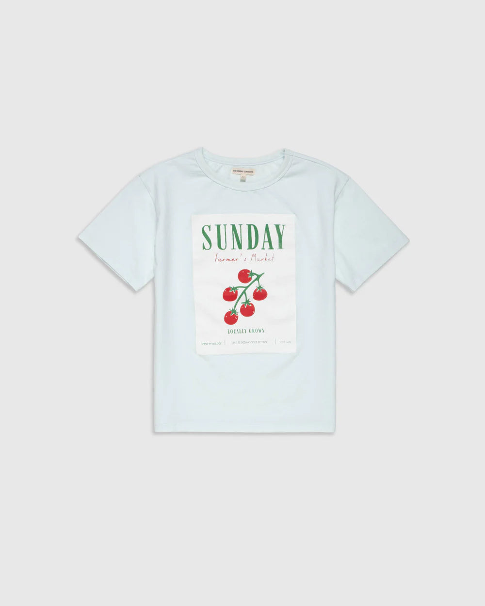 The Sunday Collective T-shirt kind Organic Weekend Tee Sky Blue lichtblauw