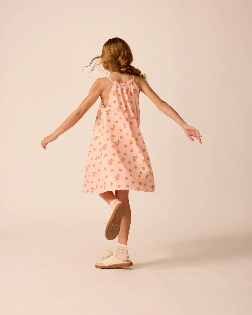 The Sunday Collective jurk meisje Tie Neck Dress Clementine oranje