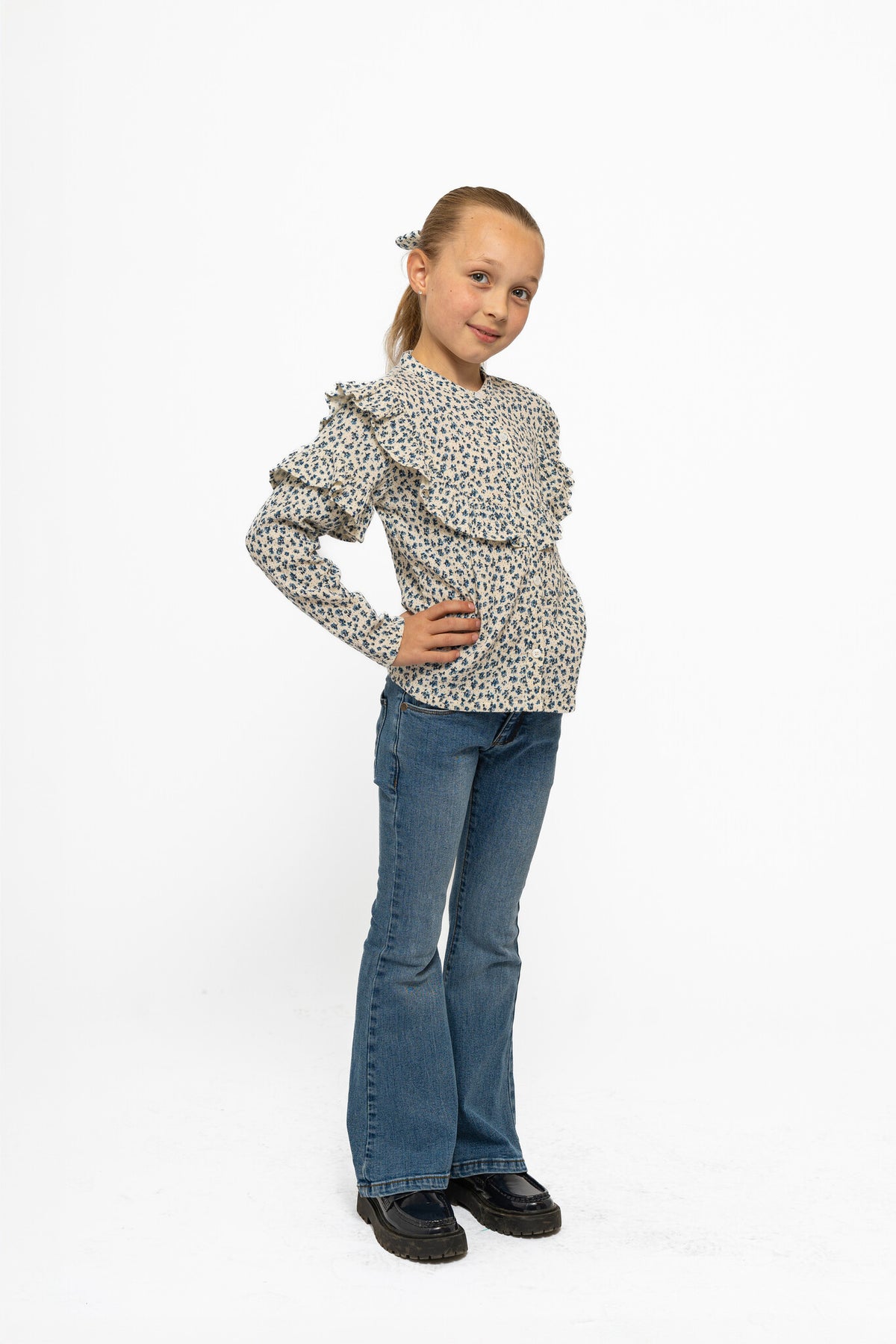 The New shirt kind Niki L/S Shirt White Swan AOP (wit met print)