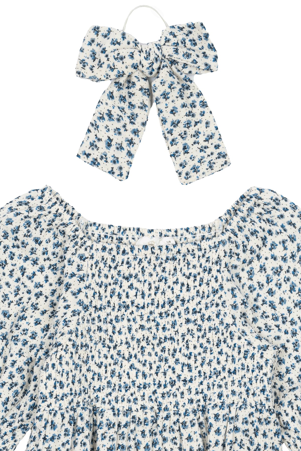The New jurk kind Niki S/S Dress White Swan AOP (wit met blauwe print)