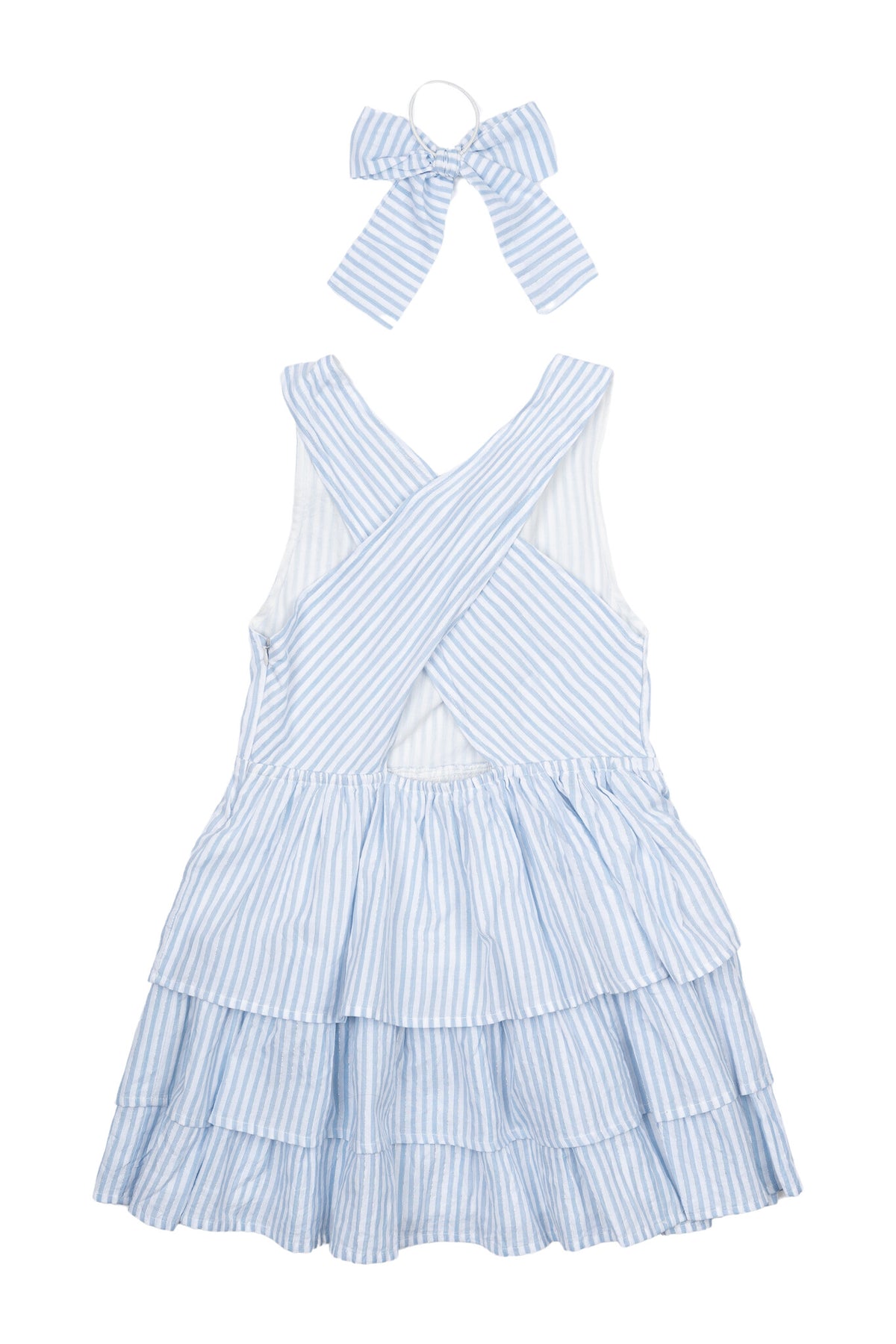The New jurk kind Nalani S/L Dress White Swan Striped (wit en blauw gestreept)
