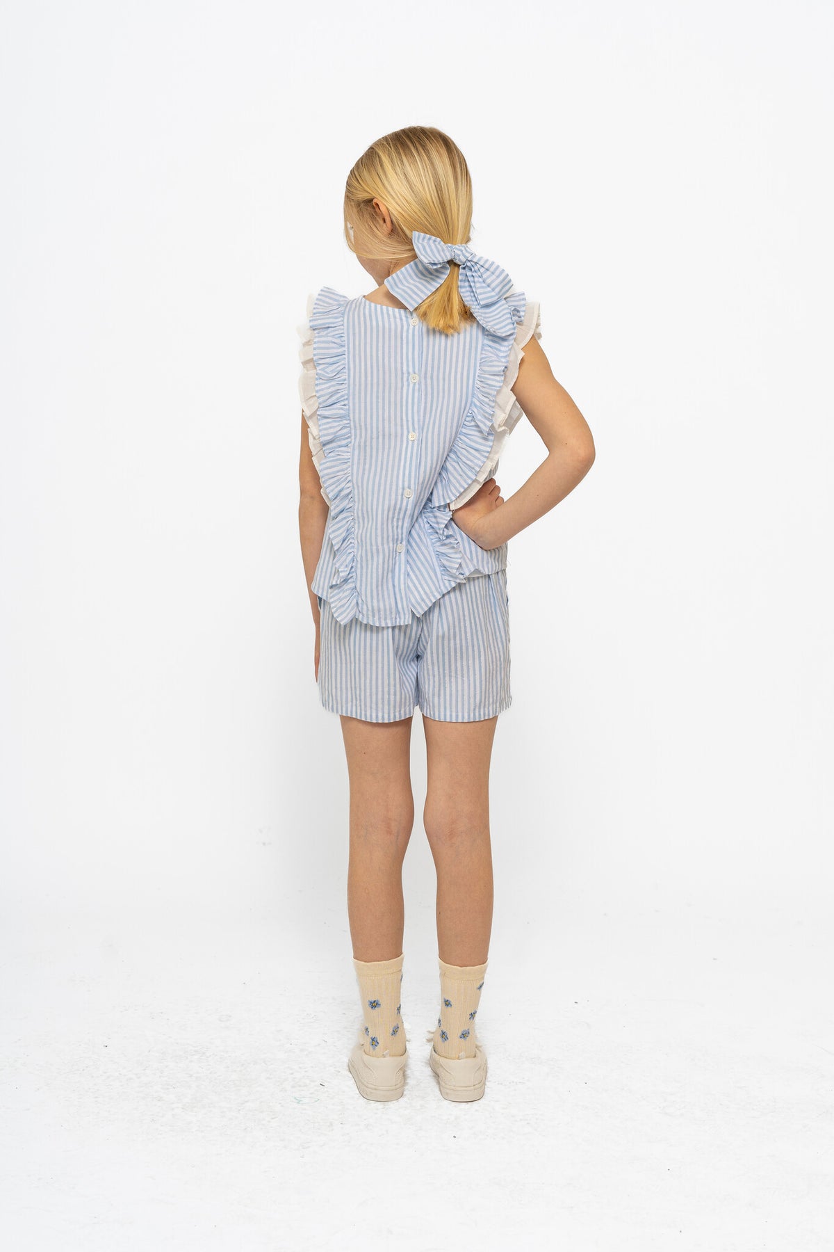 The New korte broek kind Nalani Shorts White Swan Striped (wit en blauw gestreept)
