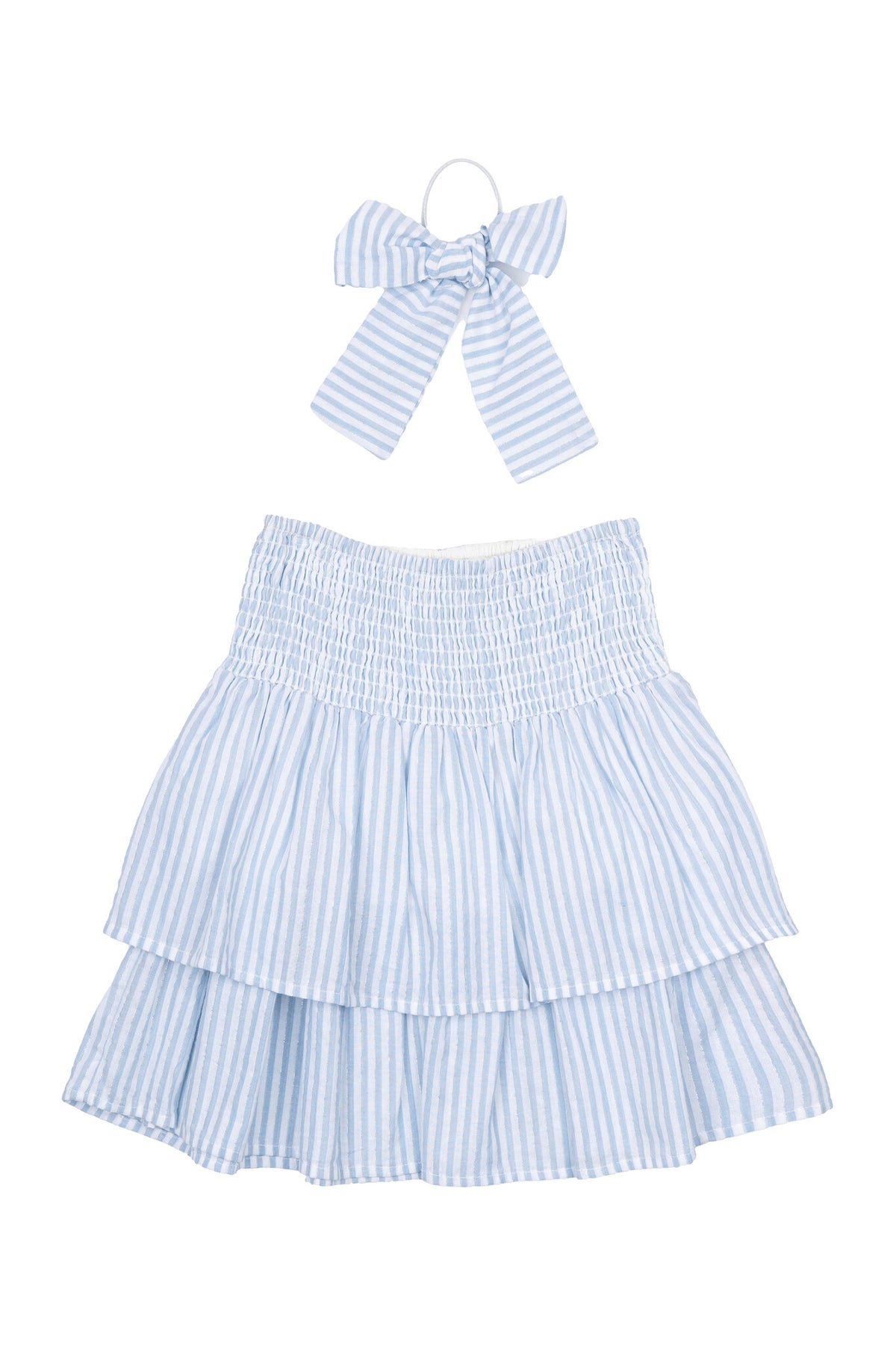 The New rok kind Nalani Skirt White Swan Striped (wit en blauw gestreept)