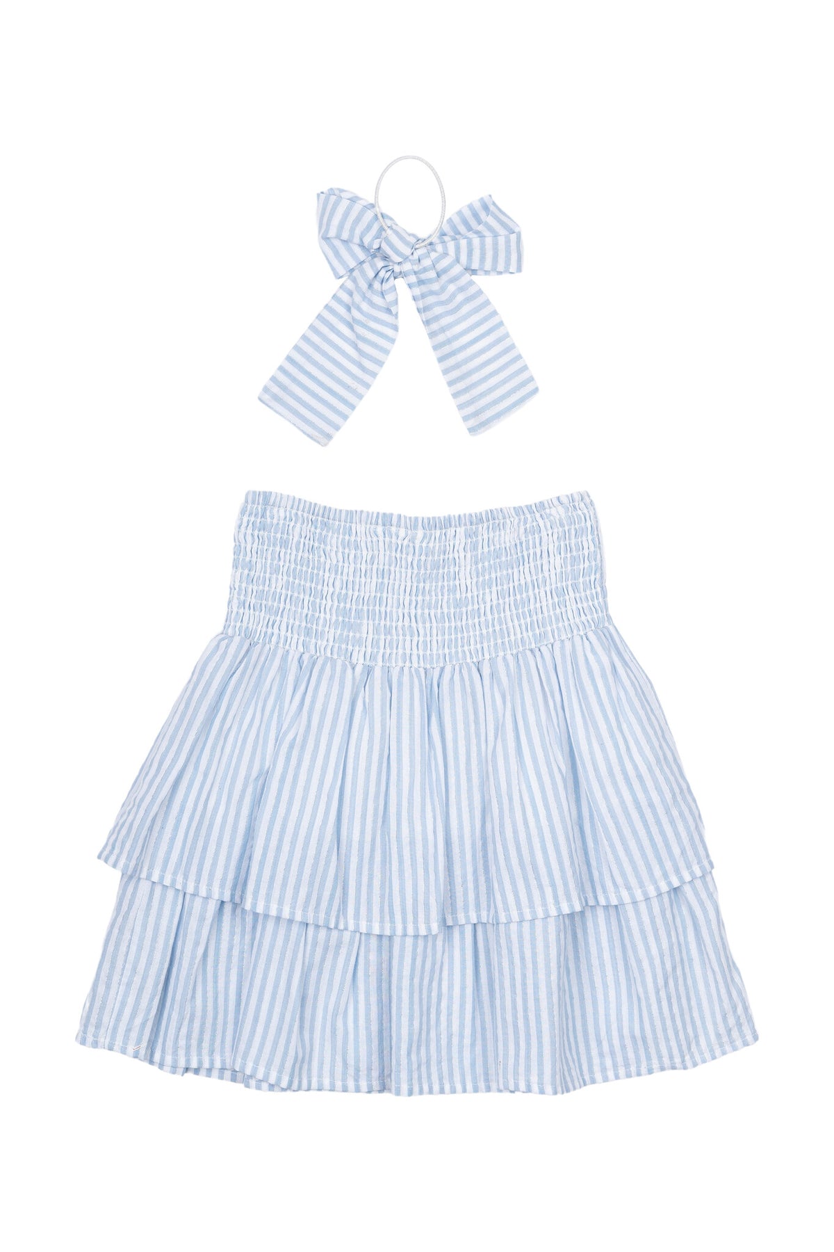The New rok kind Nalani Skirt White Swan Striped (wit en blauw gestreept)