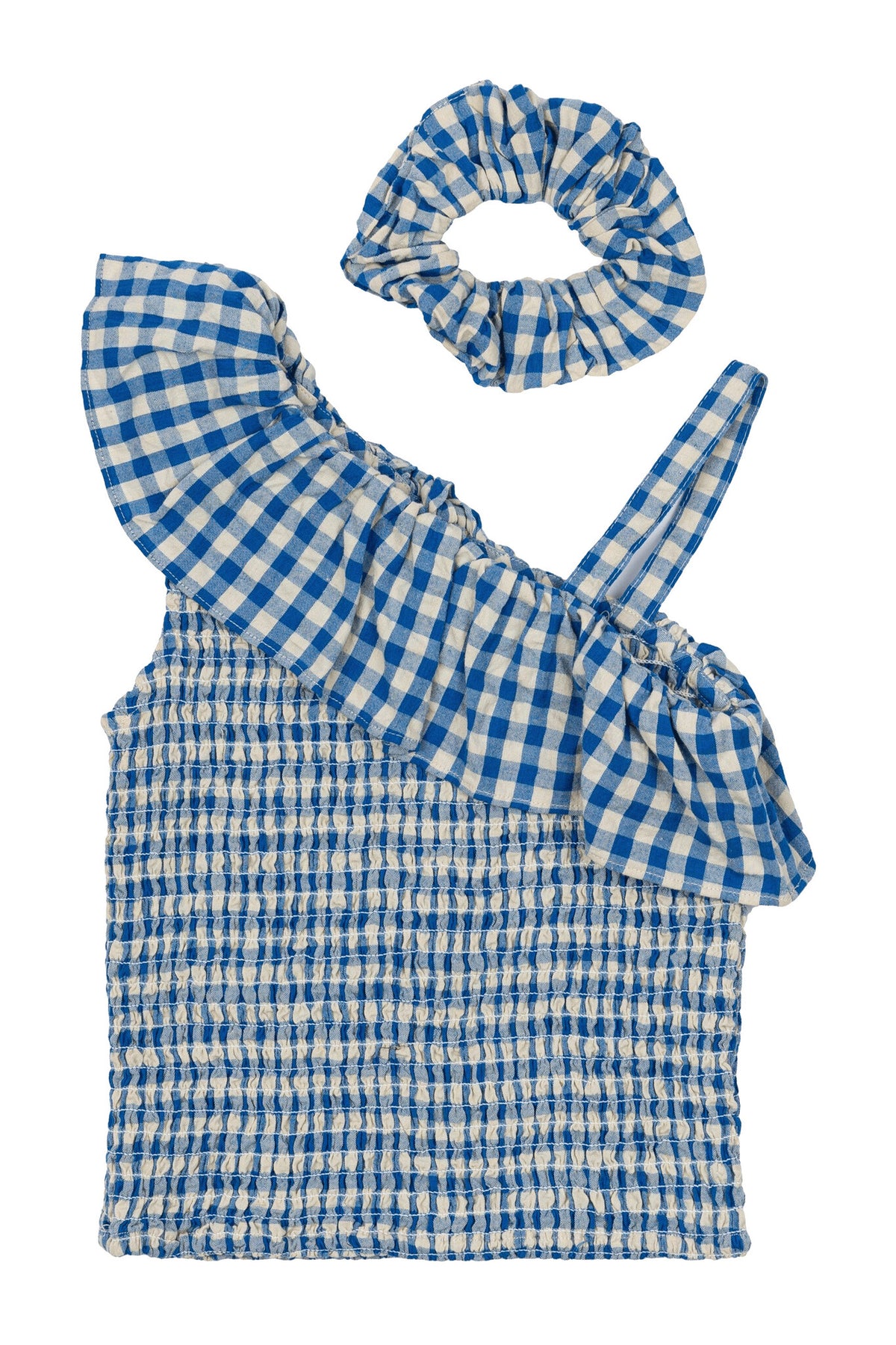 The New top kind Nally Short S/L Top Daphne Check (blauw geruit)