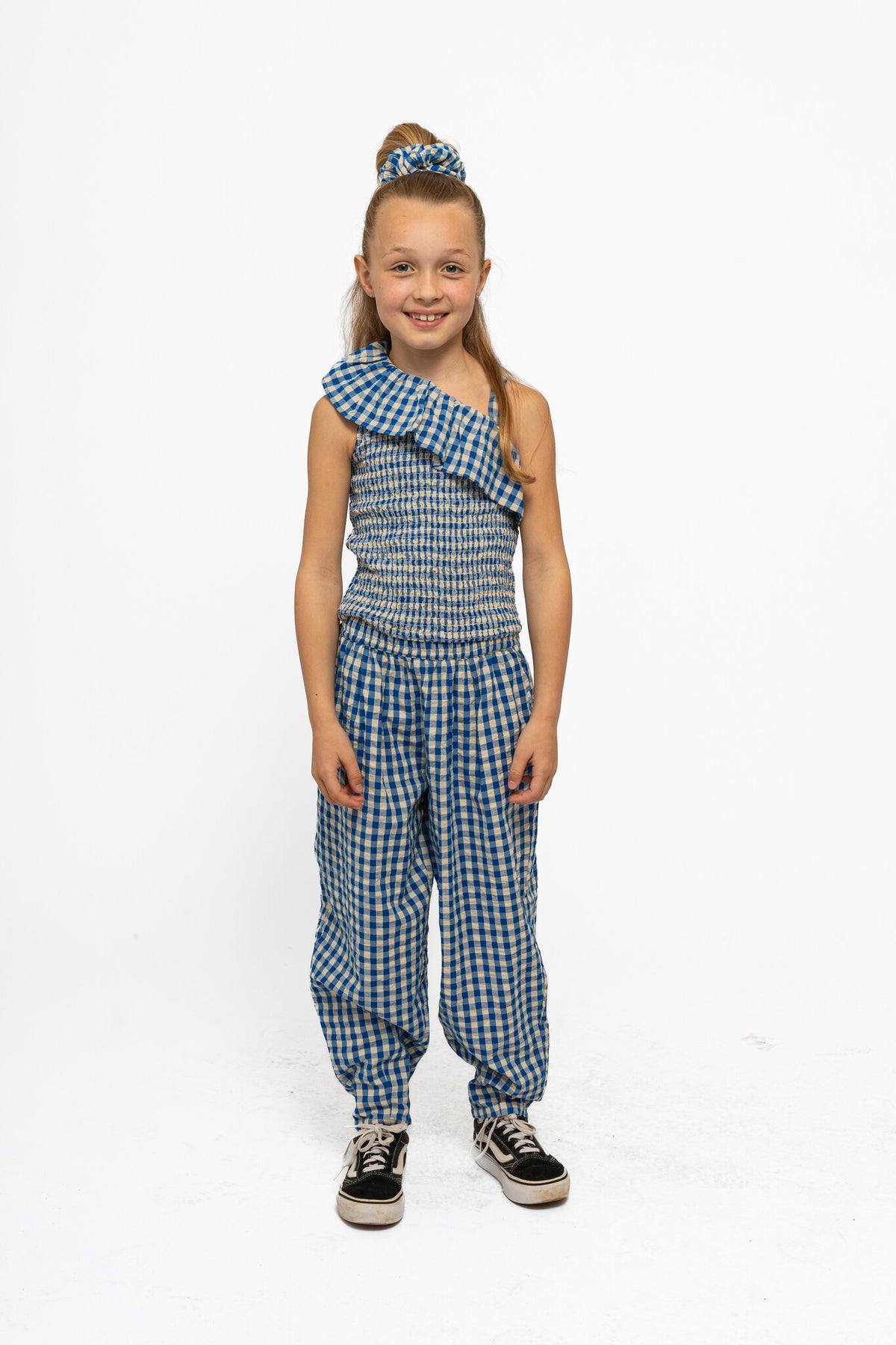 The New top kind Nally Short S/L Top Daphne Check (blauw geruit)