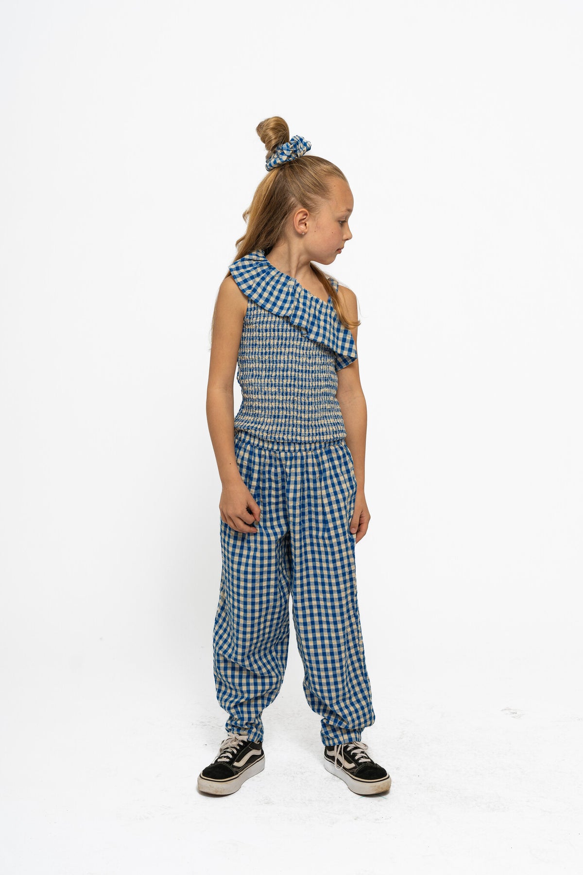 The New top kind Nally Short S/L Top Daphne Check (blauw geruit)