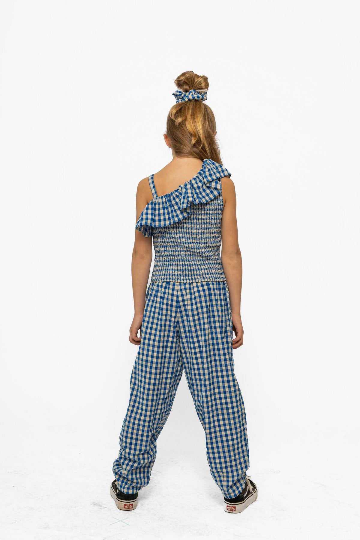 The New top kind Nally Short S/L Top Daphne Check (blauw geruit)