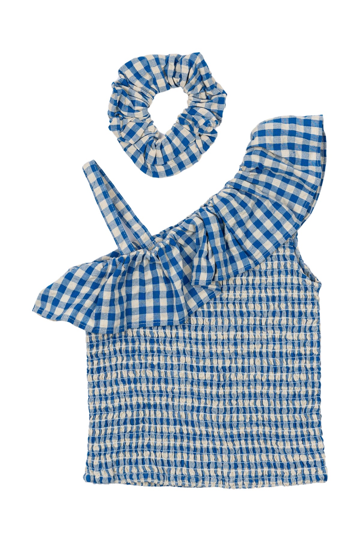 The New top kind Nally Short S/L Top Daphne Check (blauw geruit)