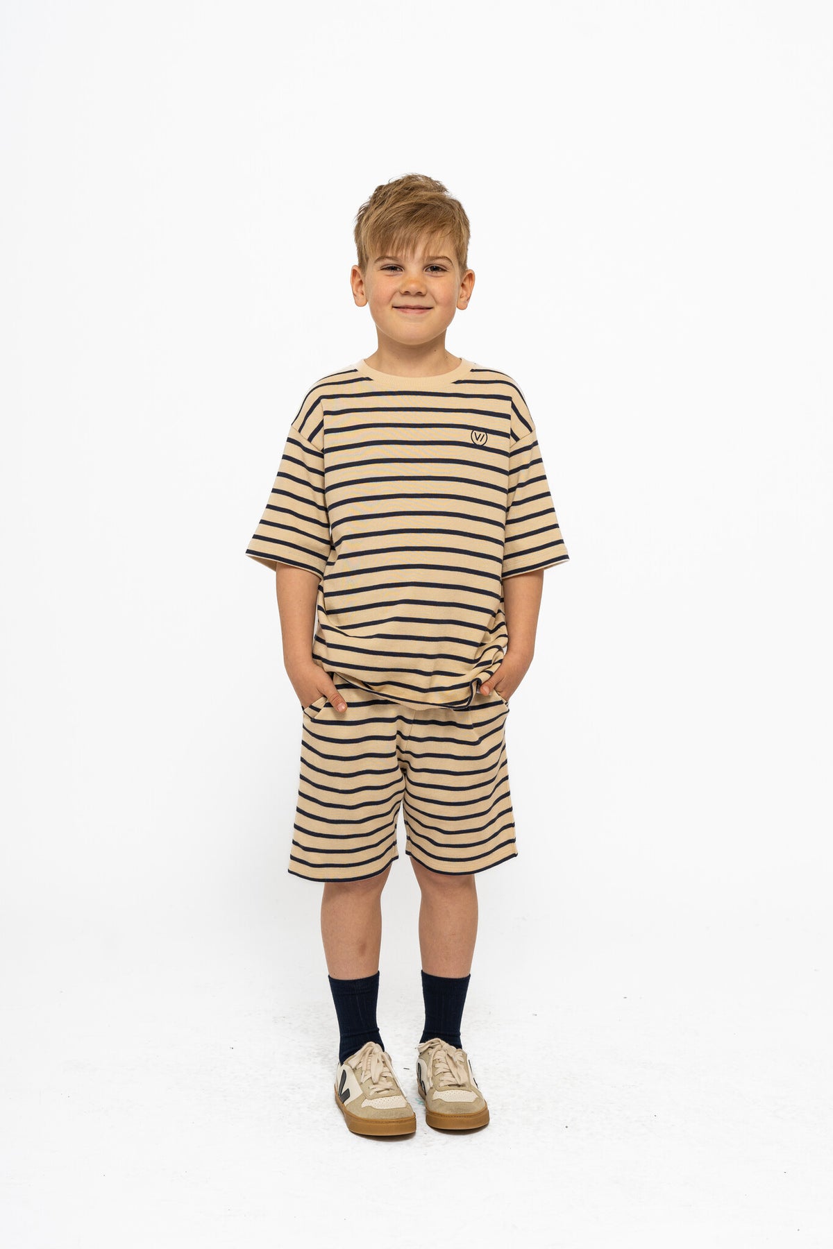 The New shirt kind Nero OS S/S Tee Mood Indigo Striped (donkerblauw gestreept)