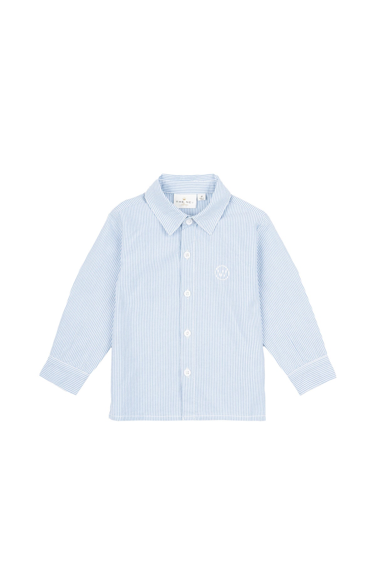 The New overhemd kind Marvin Shirt Bright White Striped (wit en lichtblauw gestreept)