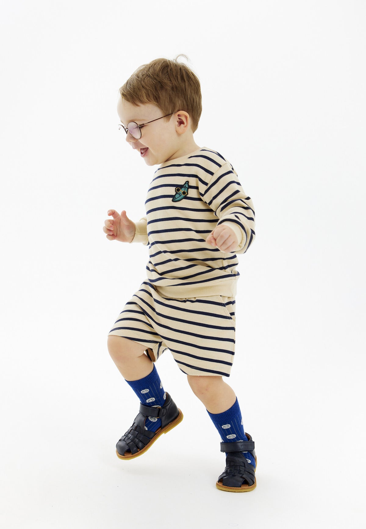 The New korte broek kind Nat Uni Shorts Mood Indigo Striped (donkerblauw gestreept)