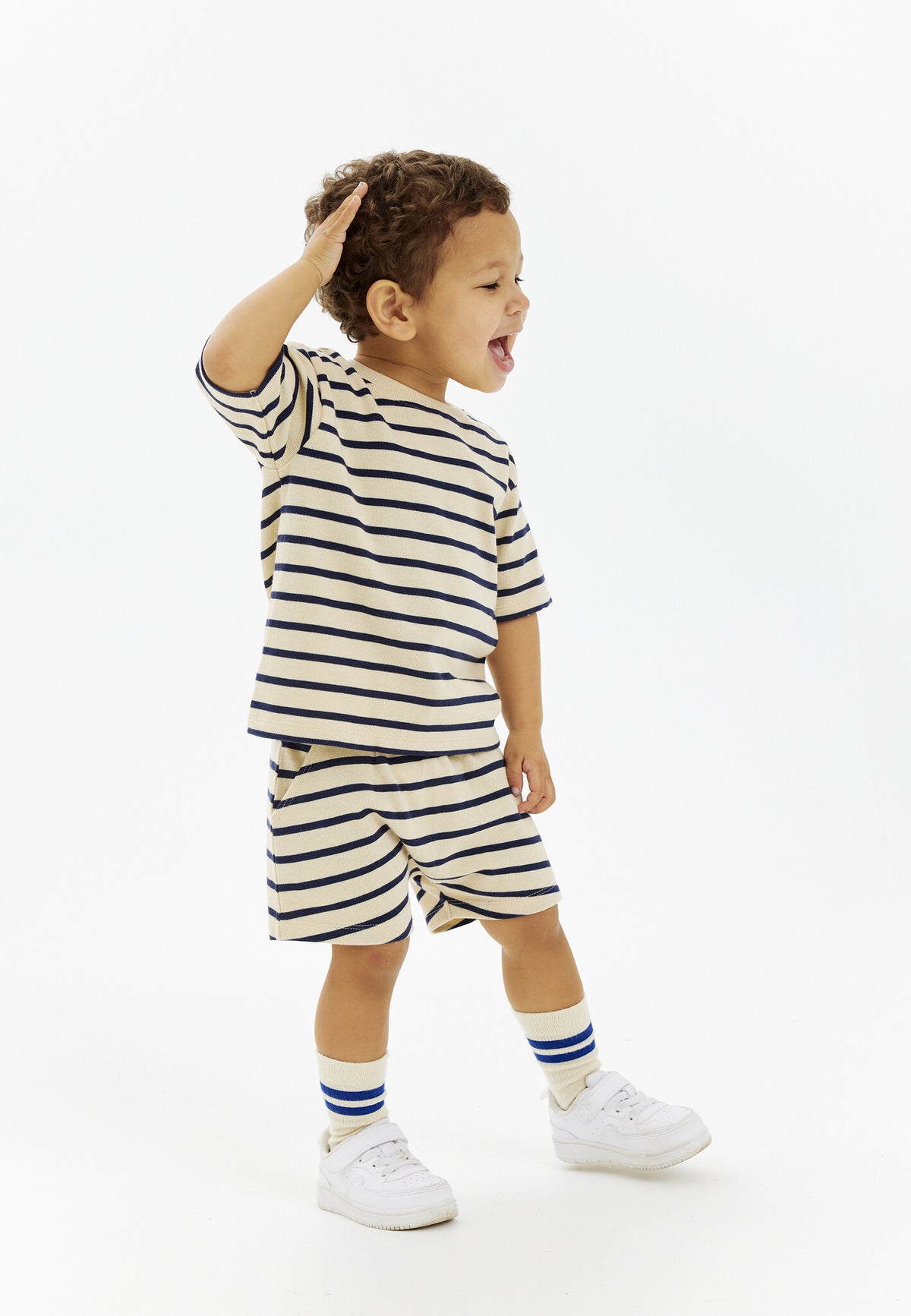 The New korte broek kind Nat Uni Shorts Mood Indigo Striped (donkerblauw gestreept)