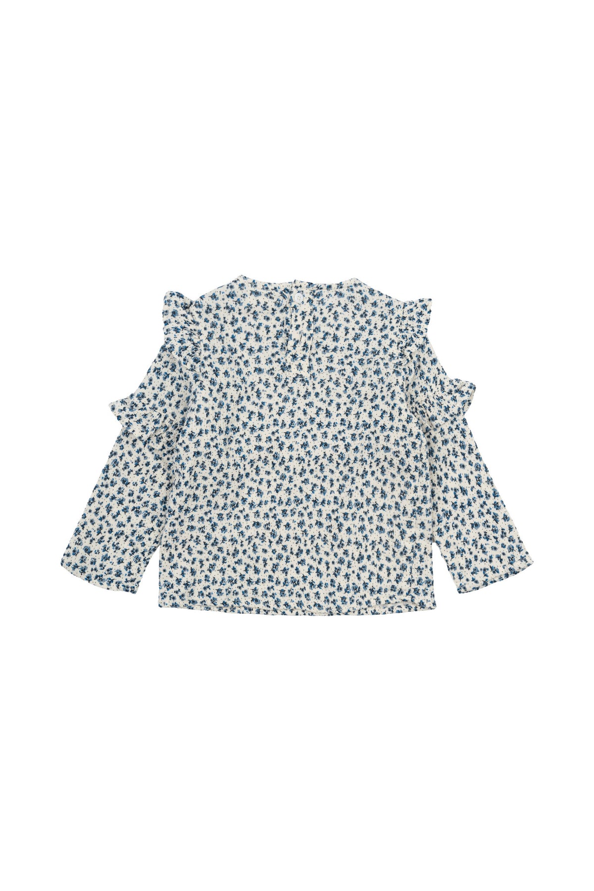 The New top kind Nikita L/S Top White Swan AOP (wit met blauwe print)