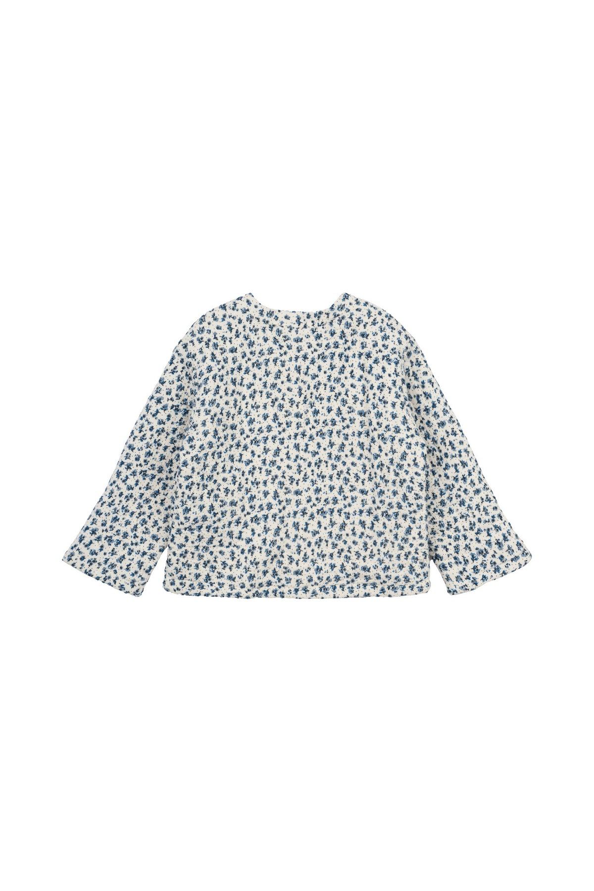 The New jas kind Nikita Quilted Jacket White Swan AOP (wit met blauwe print)